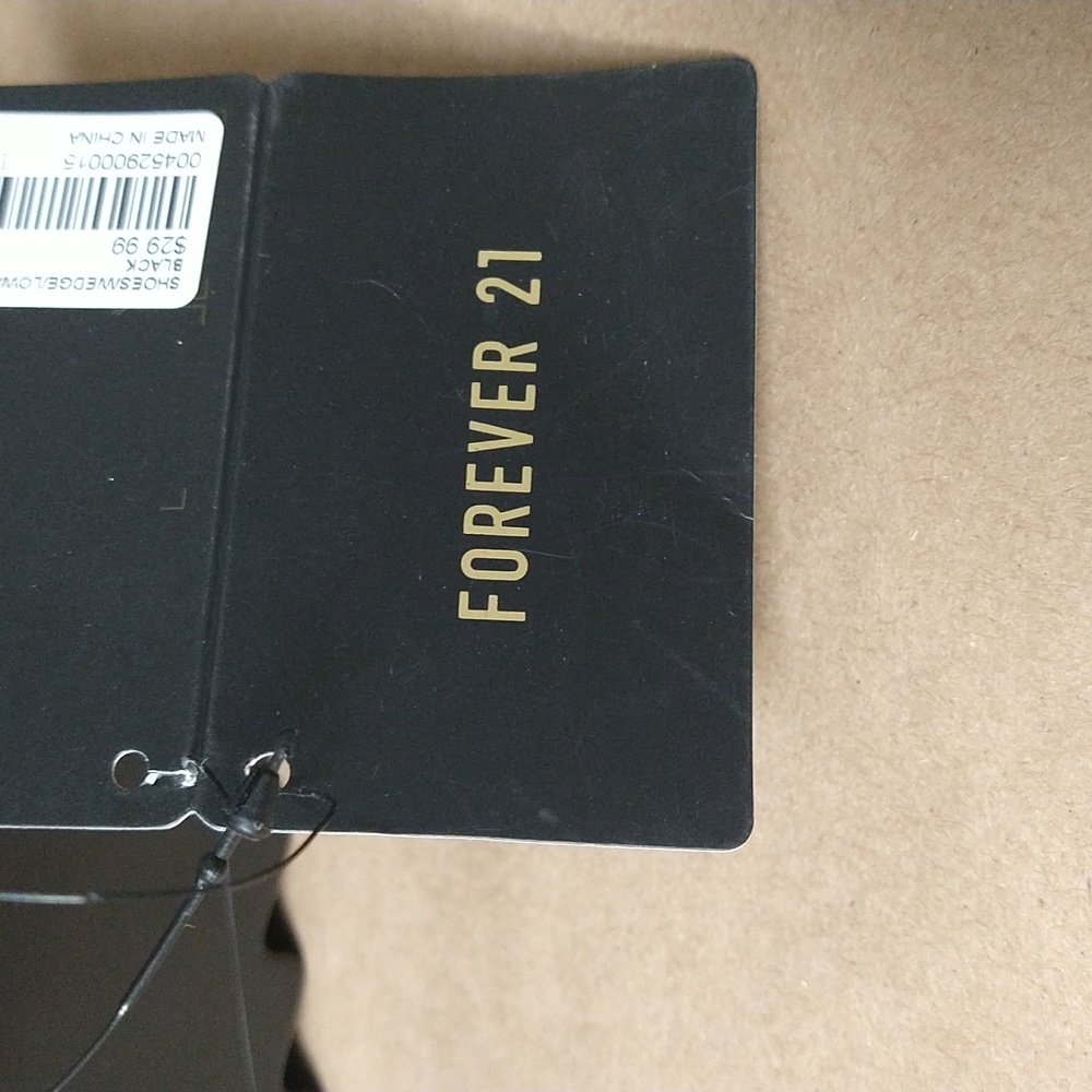 New with Tags, Forever 21 Black Wedge Sandals with Silver Buckles in size 7 - Picture 5 of 11